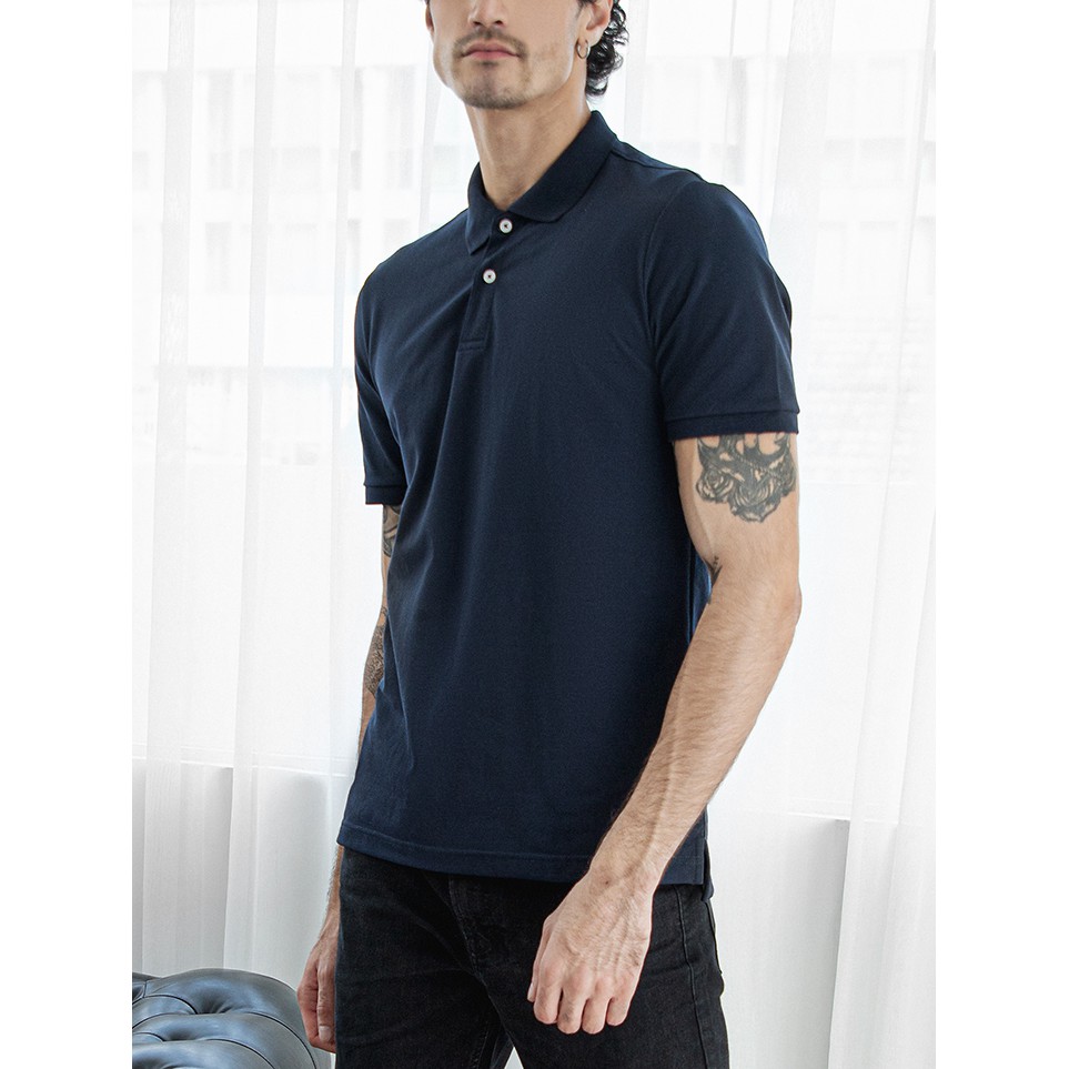 Áo polo nam trơn HUSSIO classic vải cá sấu tay ngắn trẻ trung | BigBuy360 - bigbuy360.vn