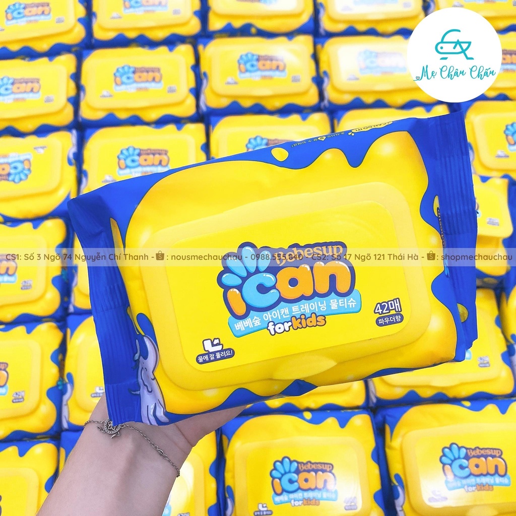 Khăn ướt Bebesup Hàn Quốc Gói Nhỏ 20 Tờ - Tiện dụng khi ra ngoài