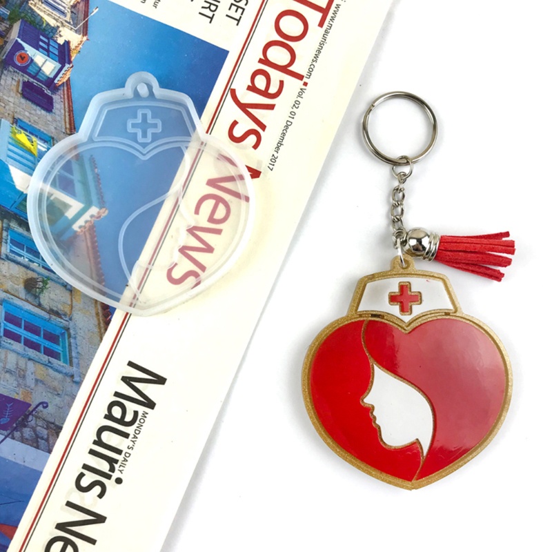 Khuôn Silicone Hình Trái Tim Làm Móc Khóa DIY