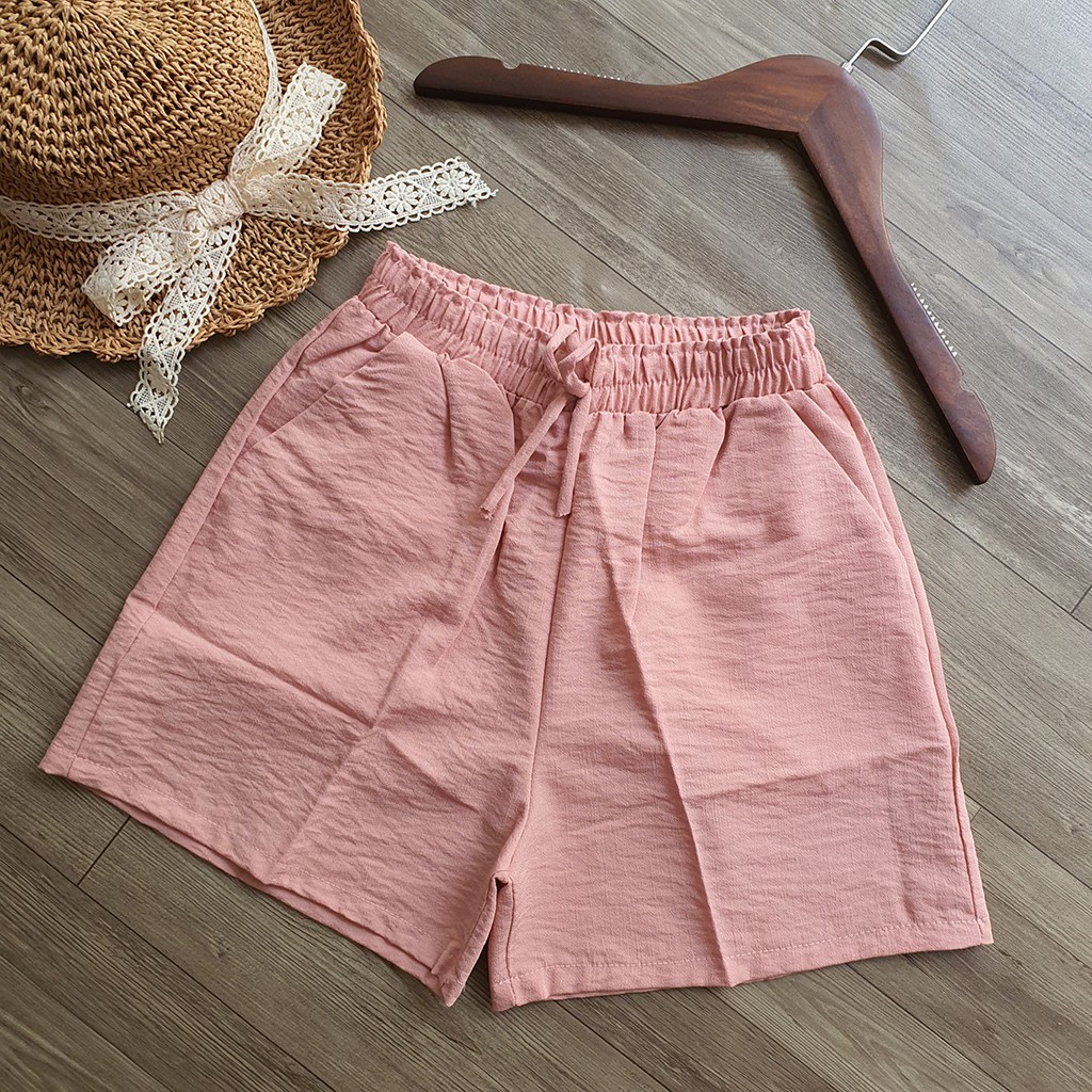 Quần đùi nữ ống rộng 5 màu siêu hot vải đũi xước trơn Mã NS0982