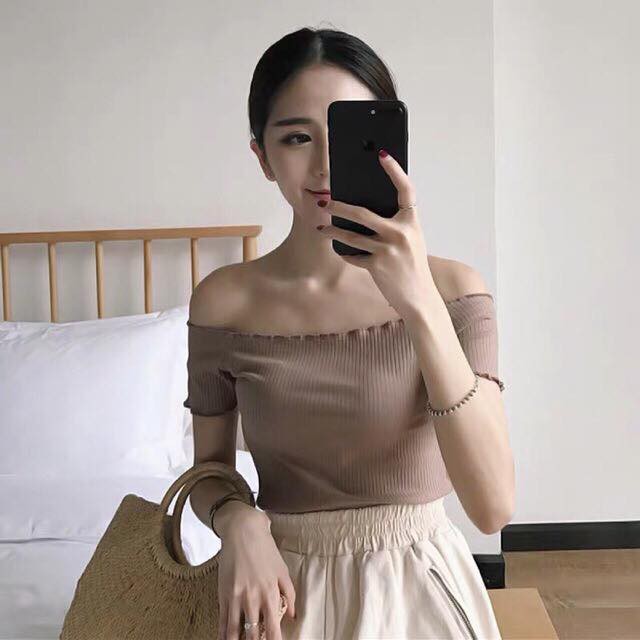 Áo trễ vai tăm mỏng (ảnh thật video)
