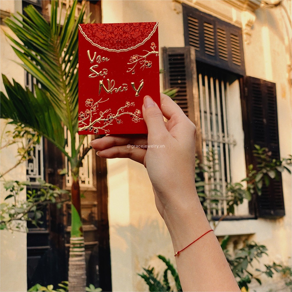 Lắc tay May Mắn Chỉ đỏ Bi Bạc 925 bọc vàng 18k Grace Jewelry - The Hope