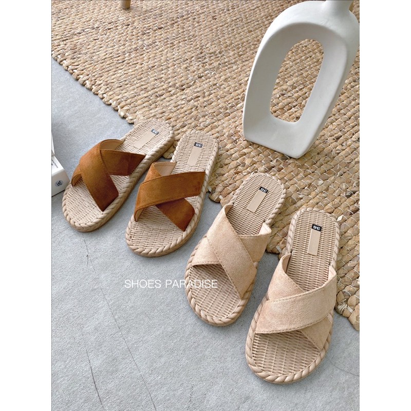 Dép Cói Đế Nhựa Chéo Bảng SP25 Shoes Paradise