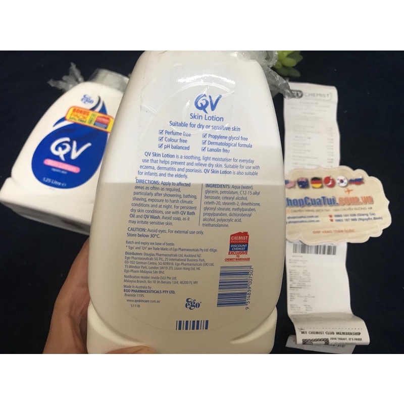 Kem dưỡng ẩm QV Skin Lotion 1.25L nội địa Úc - thích hợp cho da khô hoặc da nhạy cảm