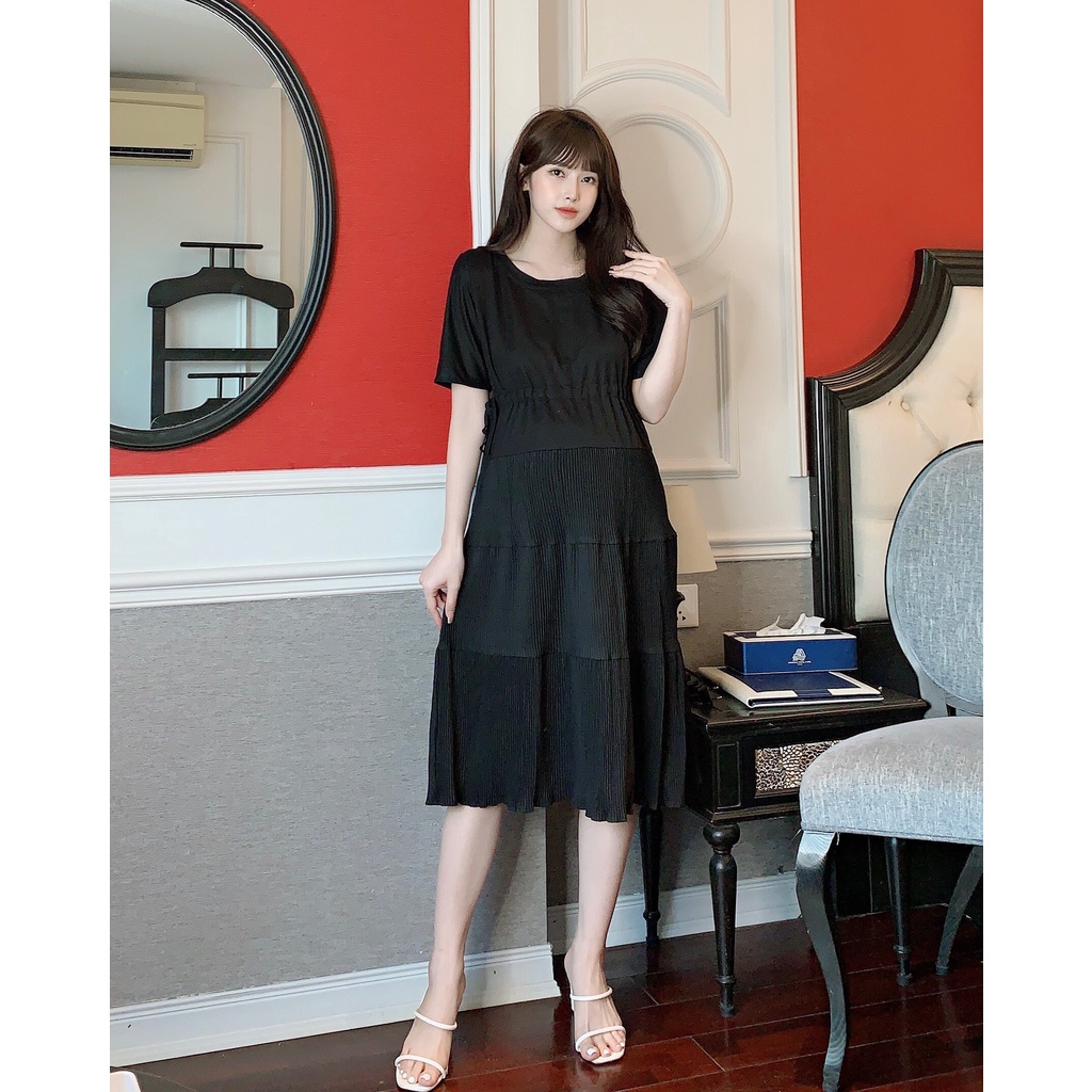 Váy bầu thời trang thiết kế M117 chất Cotton 100% và Đũi voan freesize từ 45 đến 70kg
