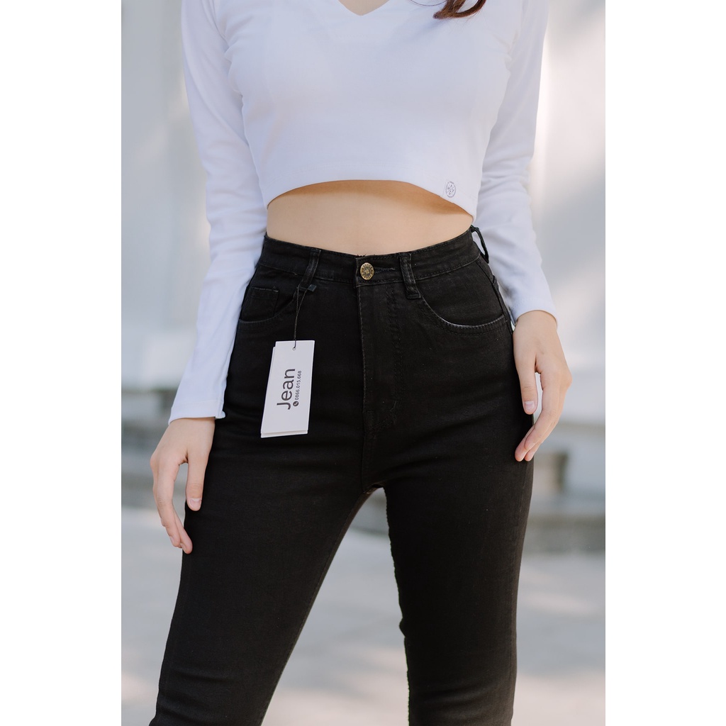 QUẦN JEAN SKINNY CẠP CAO DÁNG ÔM HAIQUANG SIÊU CO DÃN MÀU ĐEN -MÃ HQ014