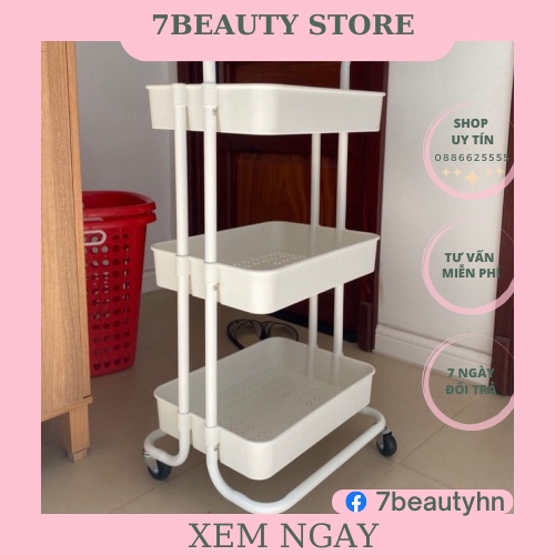 Xe đẩy spa 3 Tầng có Bánh Xe Đa Năng - XDT01