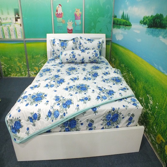 Bộ Chăn Drap Gối Cotton HOMETEX 160x200x25cm