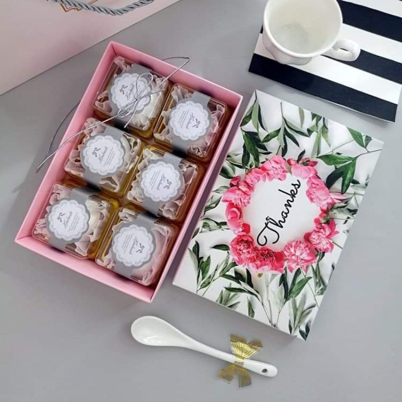 Set 10 hộp THANK YOU đựng bánh quy, kẹo Nougat, 6 bánh trung thu 50g