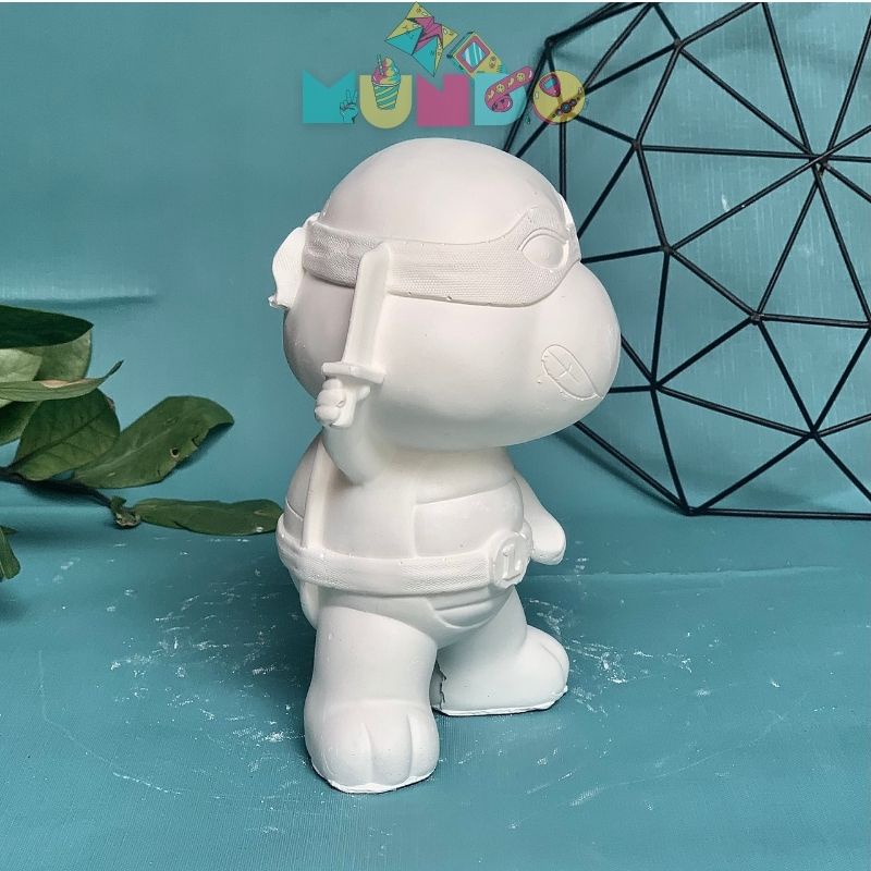 Tượng tô màu (có màu cọ) cao cấp NINJA RÙA SIZE XL, tượng thạch cao MUNDO