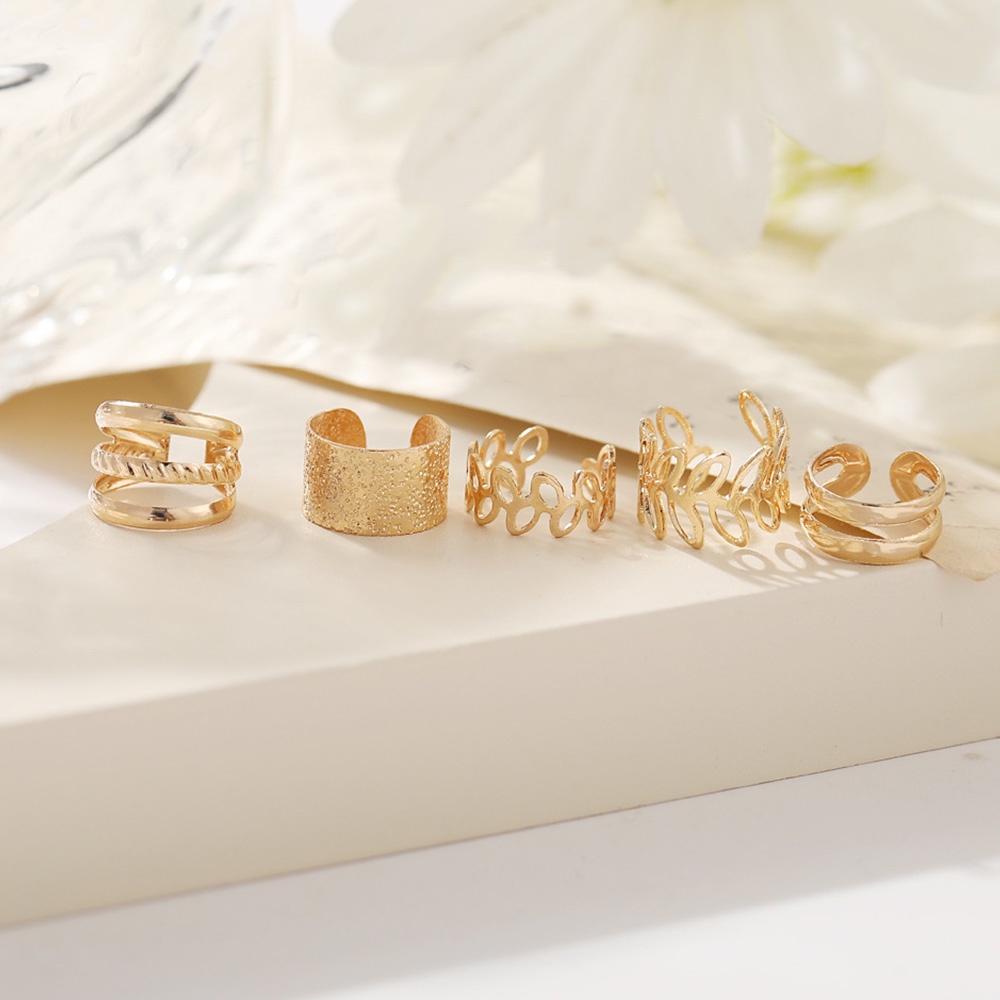 Set 5 khuyên kẹp vành tai kim loại hình lá thời trang cho nữ