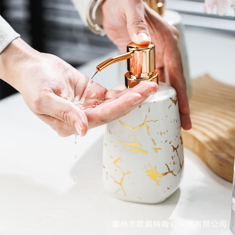 Bình Đựng Dầu Gội Sữa Tắm Chất Liệu Sứ Cao Cấp, Bình Sứ Đựng Nước Rửa Tay Loại 350ml