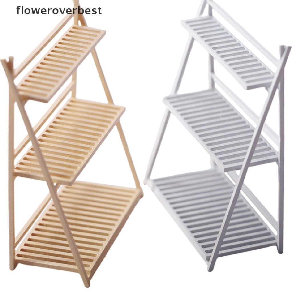 Kệ ba tầng đựng chậu hoa mini dùng để trang trí nhà búp bê tỉ lệ 1: 12