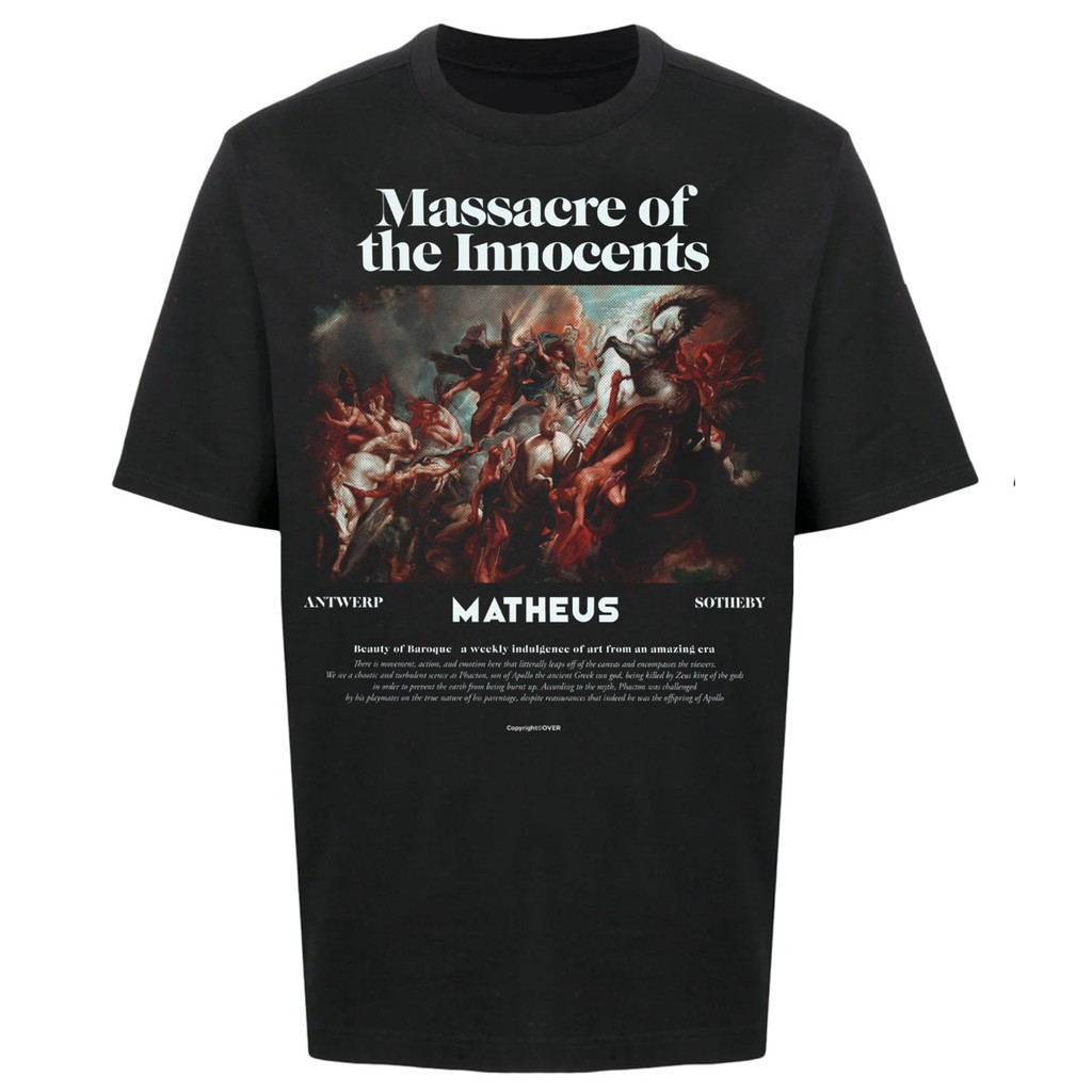 Áo thun Massacre Of The Innocents thiết kế tay ngắn, cổ tròn, form rộng, vải dày thoáng mát, năng động