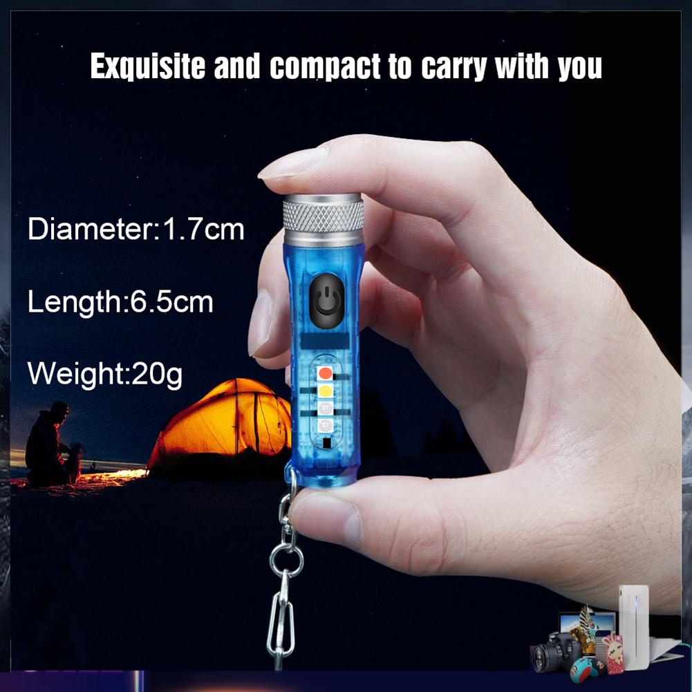 Móc khóa đèn pin nhỏ gọn có móc treo thiết kế cổng sạc USB tiện dụng