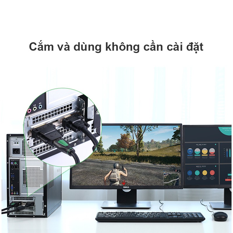 Đầu chuyển DVI-D 24+1 sang HDMI âm - GIắc chuyển HDMI ra DVI UGREEN 20124