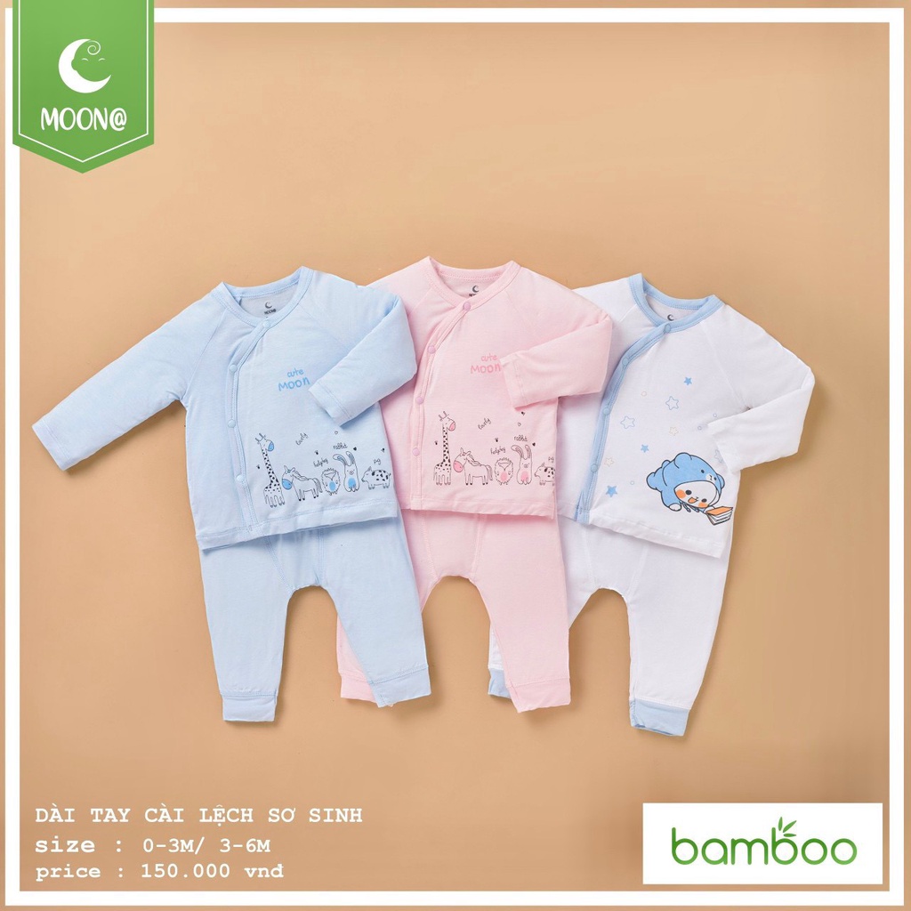 [CHÍNH HÃNG] Bộ dài tay cài lệch họa tiết trẻ em đáng yêu ngộ nghĩnh Moon