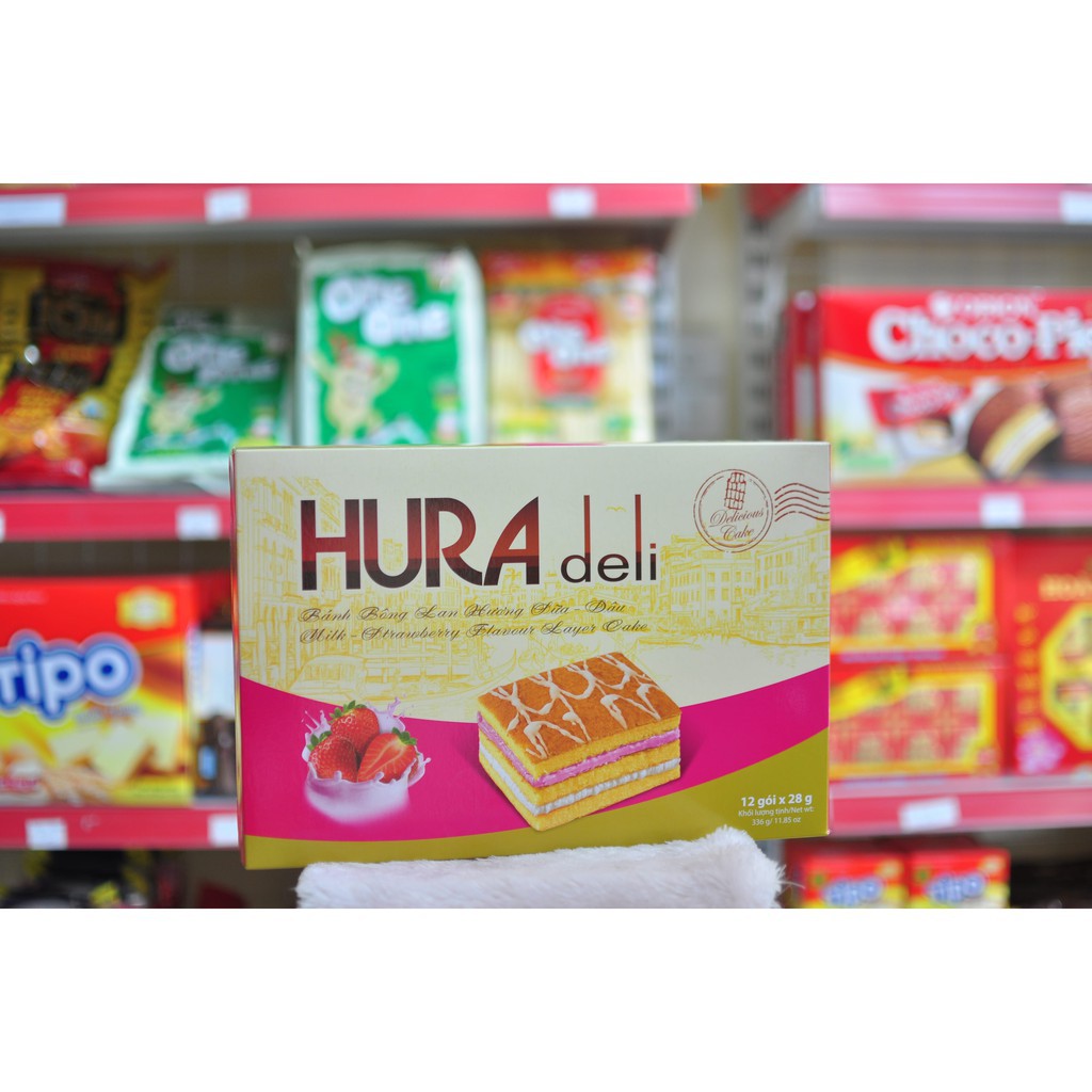 Bánh Bông Lan Hura Deli Hương Sữa Dâu 336GR 5.0