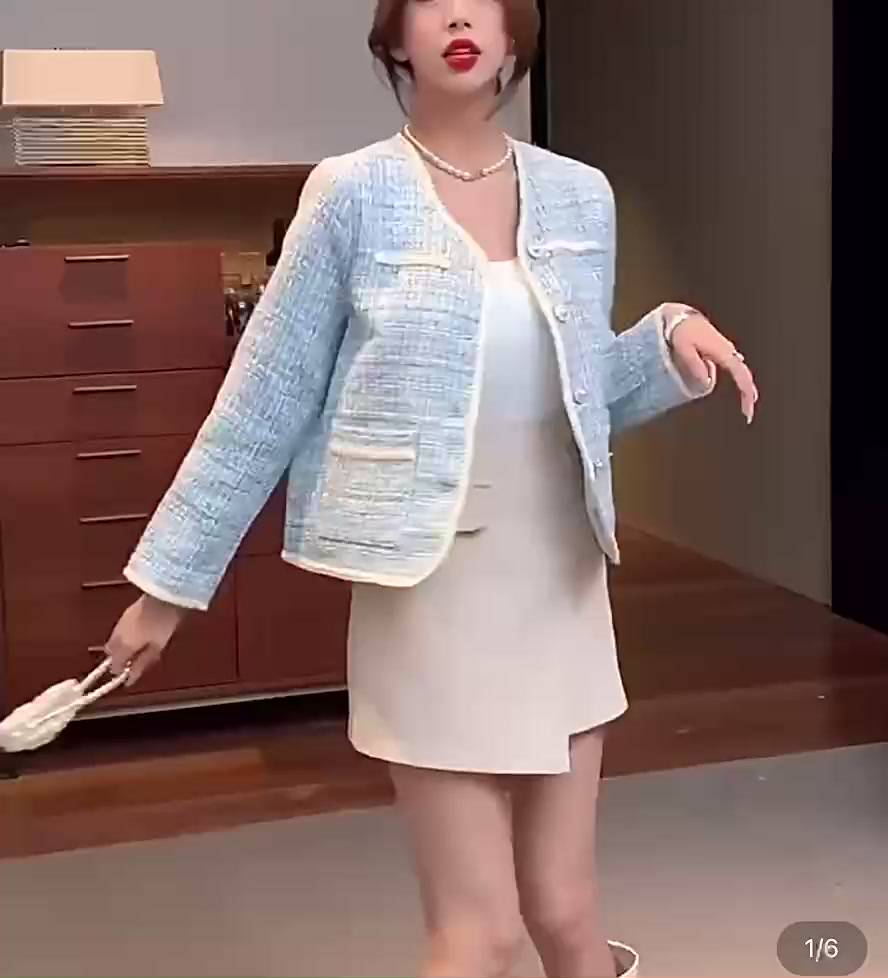 [From áo nhỏ nên lấy tăng 1sz] Áo Dạ Tweed Cúc Ngọc Kẻ Sọc Ba Màu Phong Cách Hàn Quốc Siêu Xinh _ Hàng ORDER Có ẢNH THẬT | BigBuy360 - bigbuy360.vn