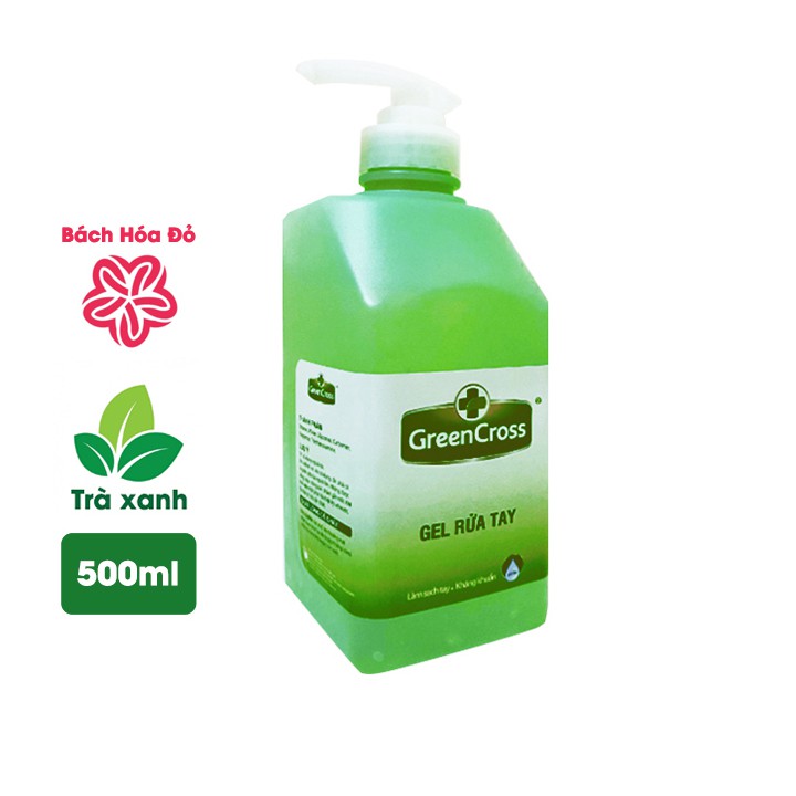 Gel rửa tay khô GREEN CROSS chai 500ml - Hương Trà Xanh (chai có vòi nhấn)
