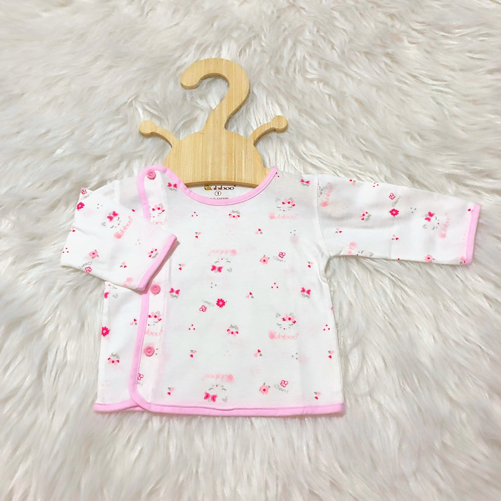 Bộ quần áo sơ sinh tay dài cài lệch Babiboo 100% cotton họa tiết nhí cho bé