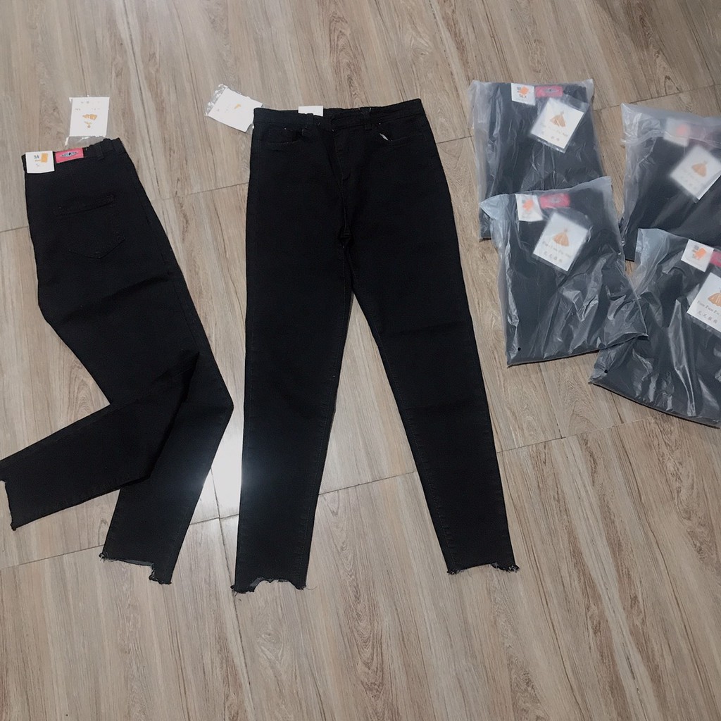 Quần jean nữ DÀI ĐEN KHOÉT RÁCH TUA LAI ( SIZE 26-34 ) MKK3