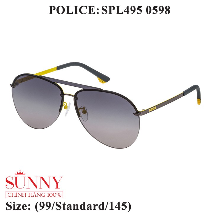 Kính mát chính hãng Police SPL495 màu sắc thời trang, thiết kế dễ đeo bảo vệ mắt
