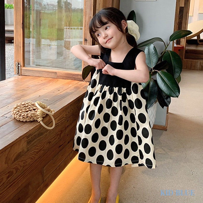 Đầm Công Chúa Tay Phồng Họa Tiết Chấm Bi Thời Trang Mùa Hè Hàn Quốc Cho Bé Gái