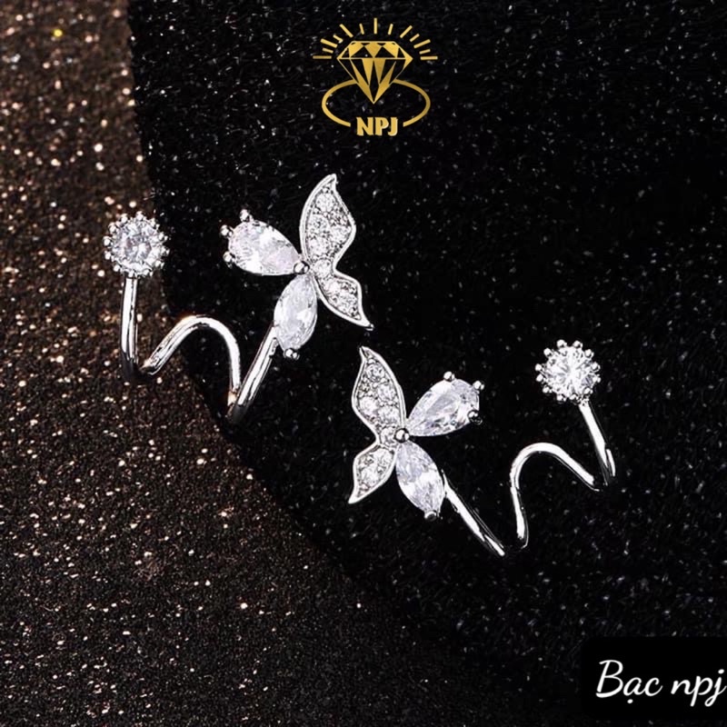 Bông tai kẹp vành hình bướm xinh xắn, rẻ vô địch-Bạc BNP