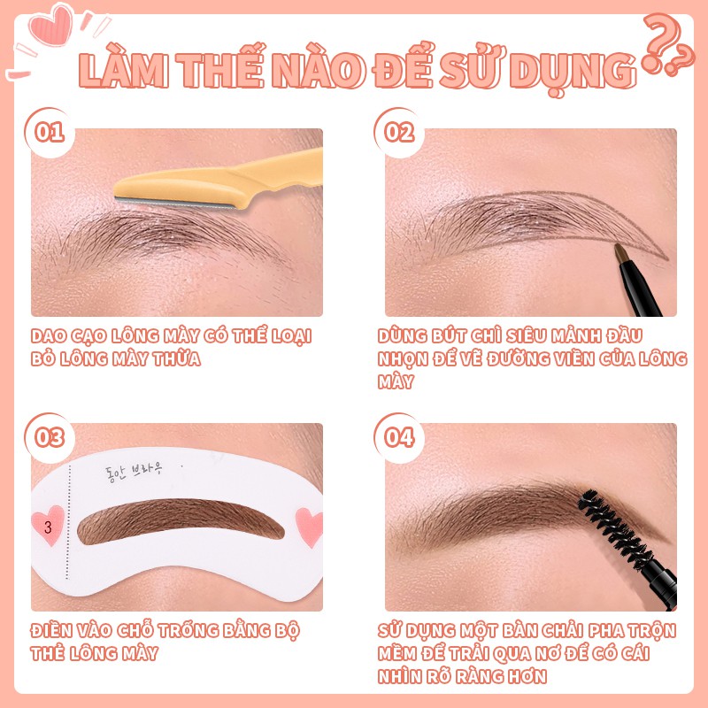 Bộ sản phẩm hỗ trợ trang điểm lông mày Kimuse tiện dụng dễ dàng thao tác (có bán lẻ)