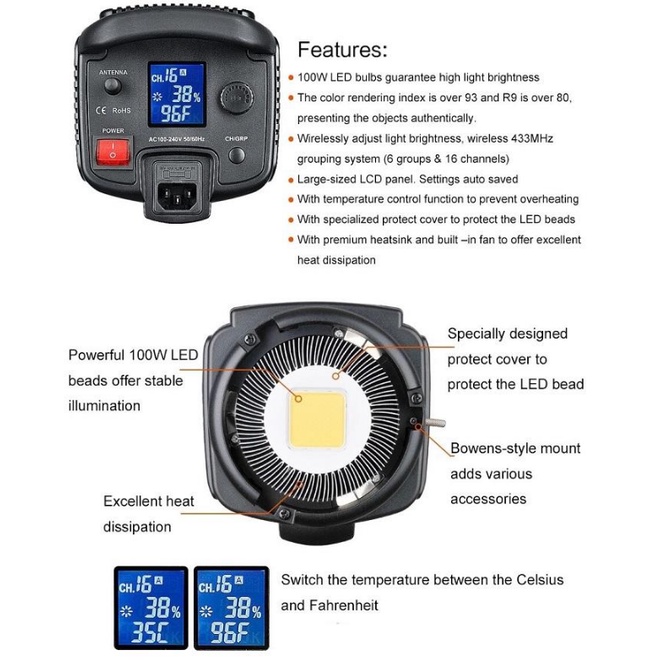 Bộ 2 đèn led Godox SL100W