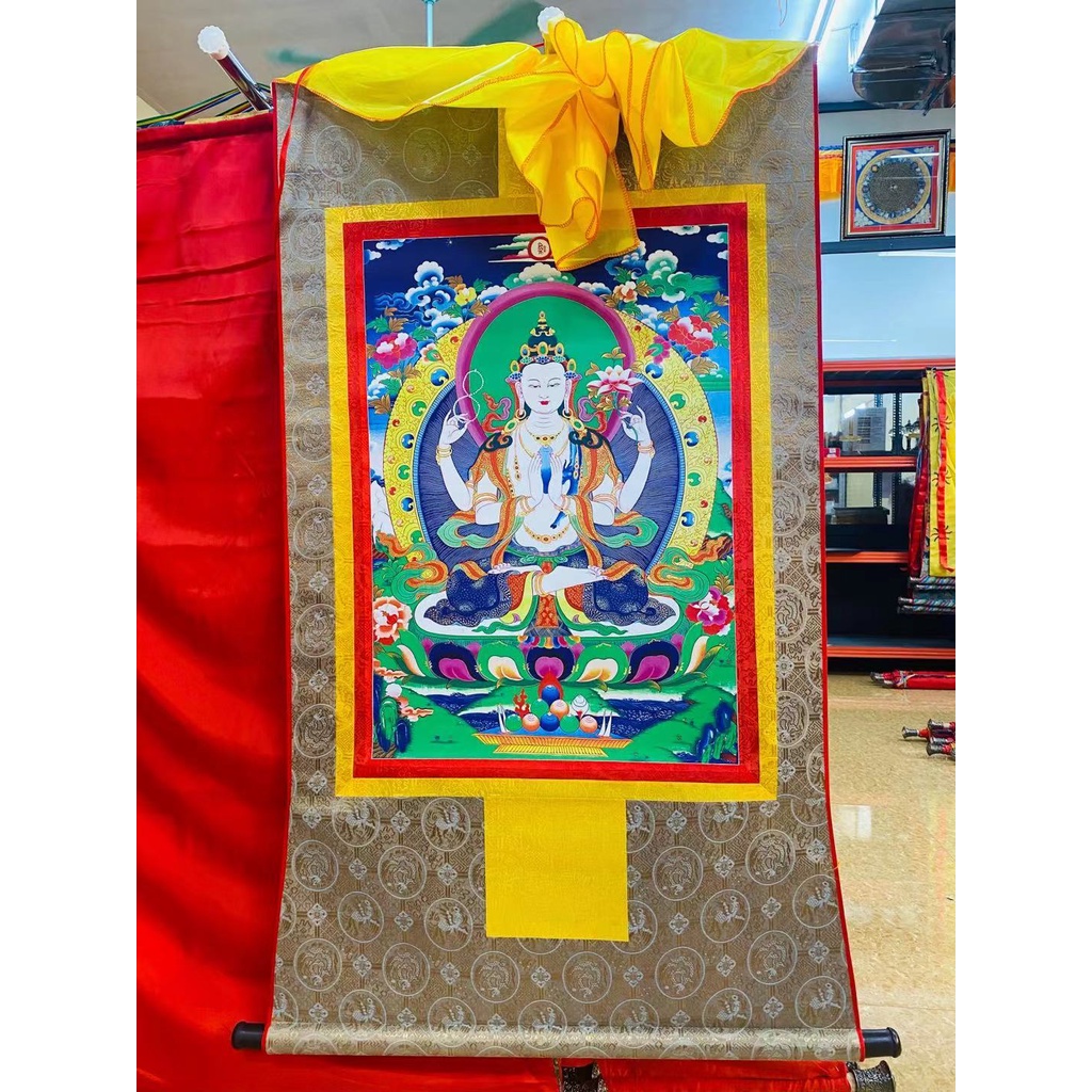 Tranh Thangka 1.2m - Vải mềm nâu Tây Tạng