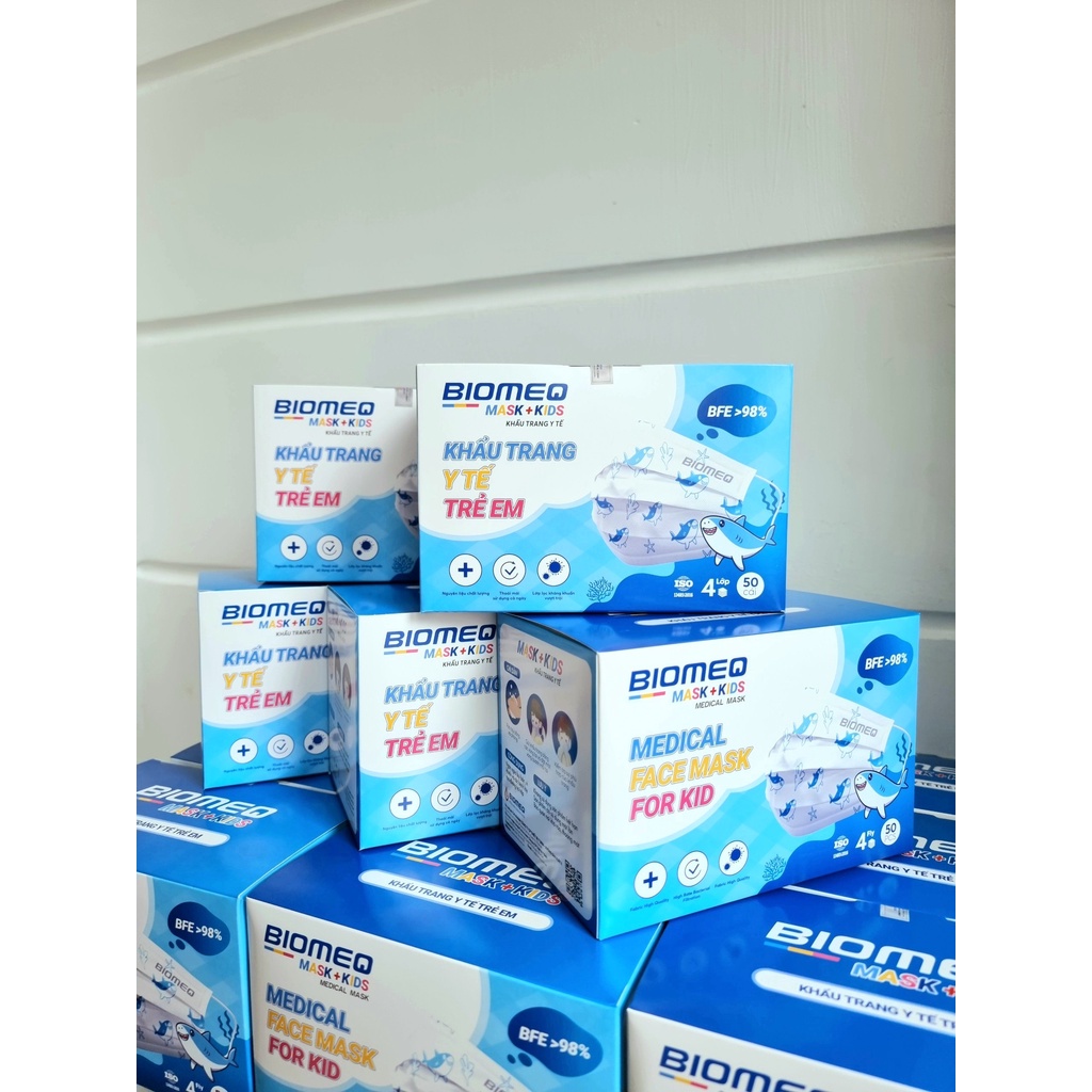 Khẩu trang y tế TRẺ EM 4 lớp BIOMEQ  - Hộp 50 cái