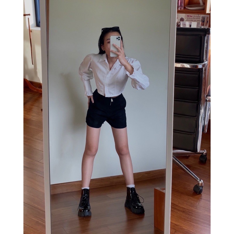 Áo Sơ Mi Croptop Tay Dài