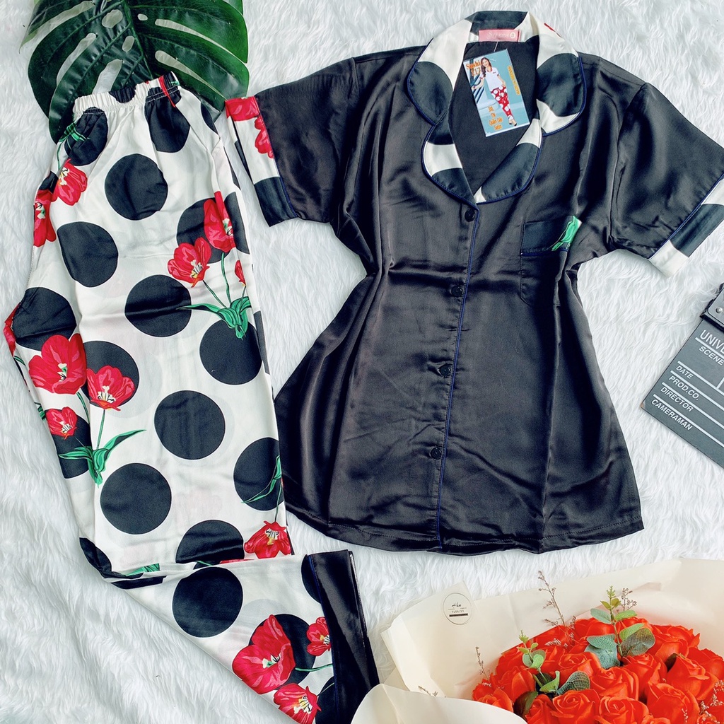 Bộ pizama Chât Satin Phối - Nhiều Mẫu Đẹp, Đa Dạng, Chất Bao Mát | BigBuy360 - bigbuy360.vn