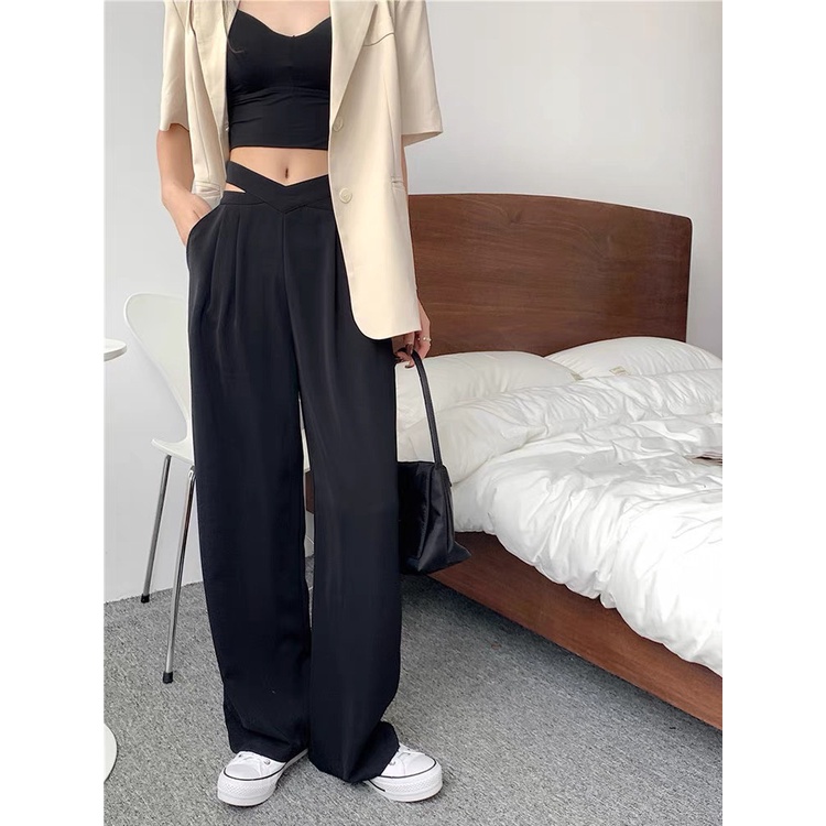 Quần ống rộng tuyết mưa đan chéo KA chất tuyết mưa 2 da mềm mịn, có size M và L, clothes ullzang hack dáng