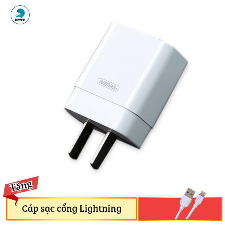 Cóc sạc điện thoại Remax RP-U112 5V-1.0A tặng kèm cáp sạc Lightning cho iphone