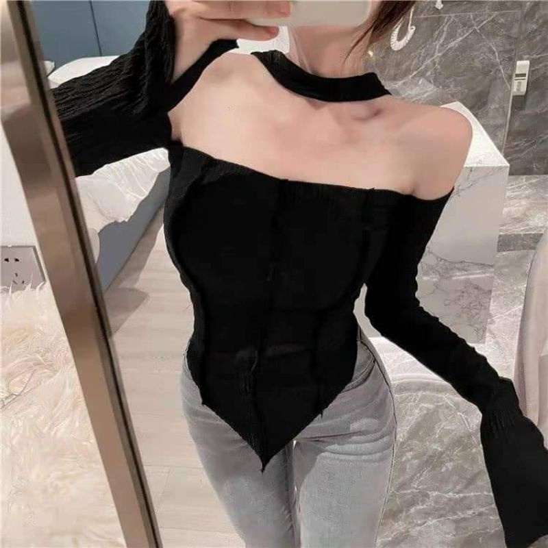 Áo trễ vai kèm vòng cổ hàng QC