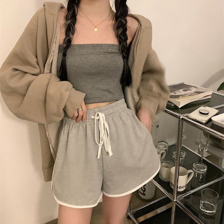 COZOK Quần short thể thao COZOK lưng cao ống rộng phối dây rút cá tính thiết kế thời trang