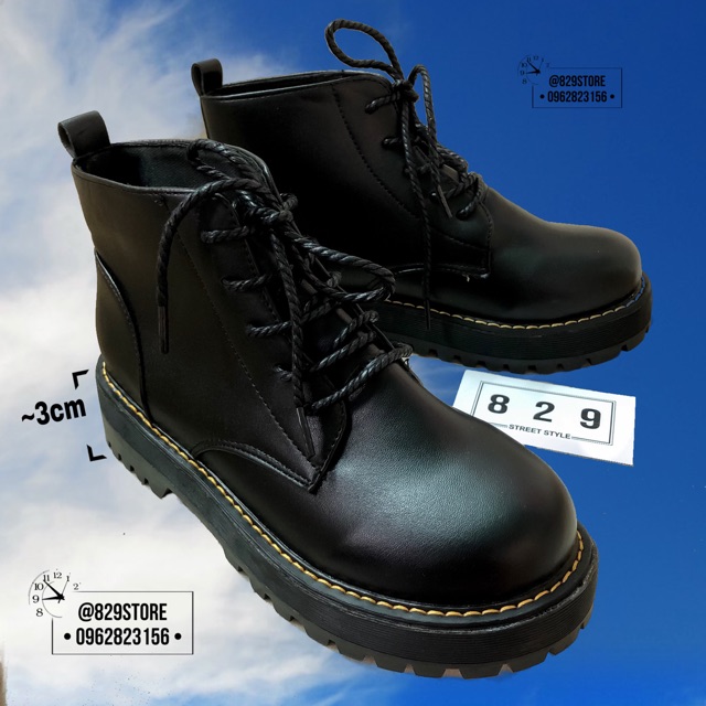 sẵn / giày da cổ vừa 🖤 basic boot / đặt giao ngay🖤😭 bốt đùi