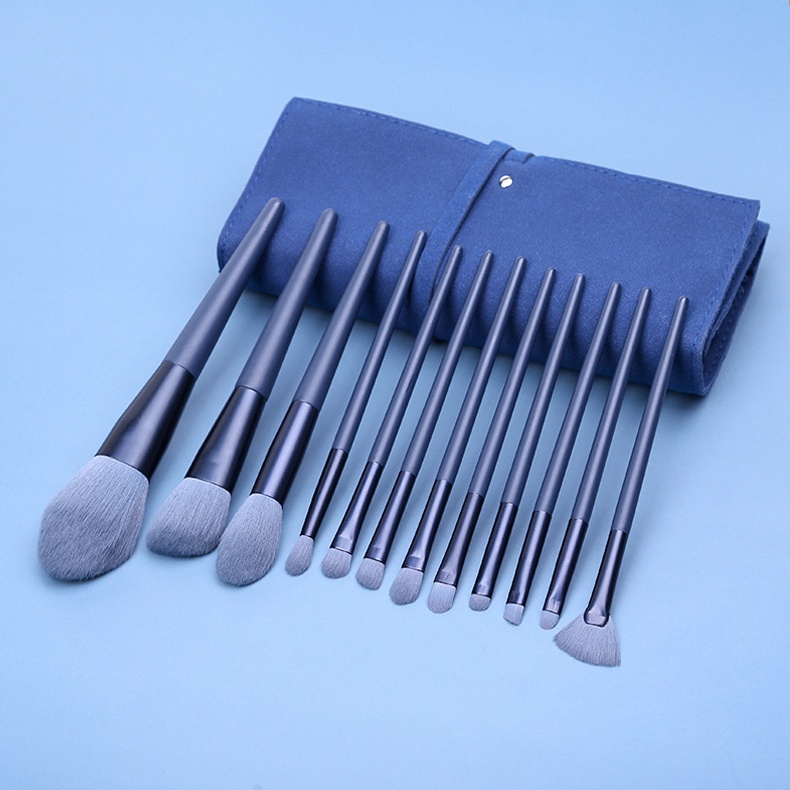 Bộ cọ makeup cá nhân Zoreya 12 cây cọ trang điểm bao gài màu xanh