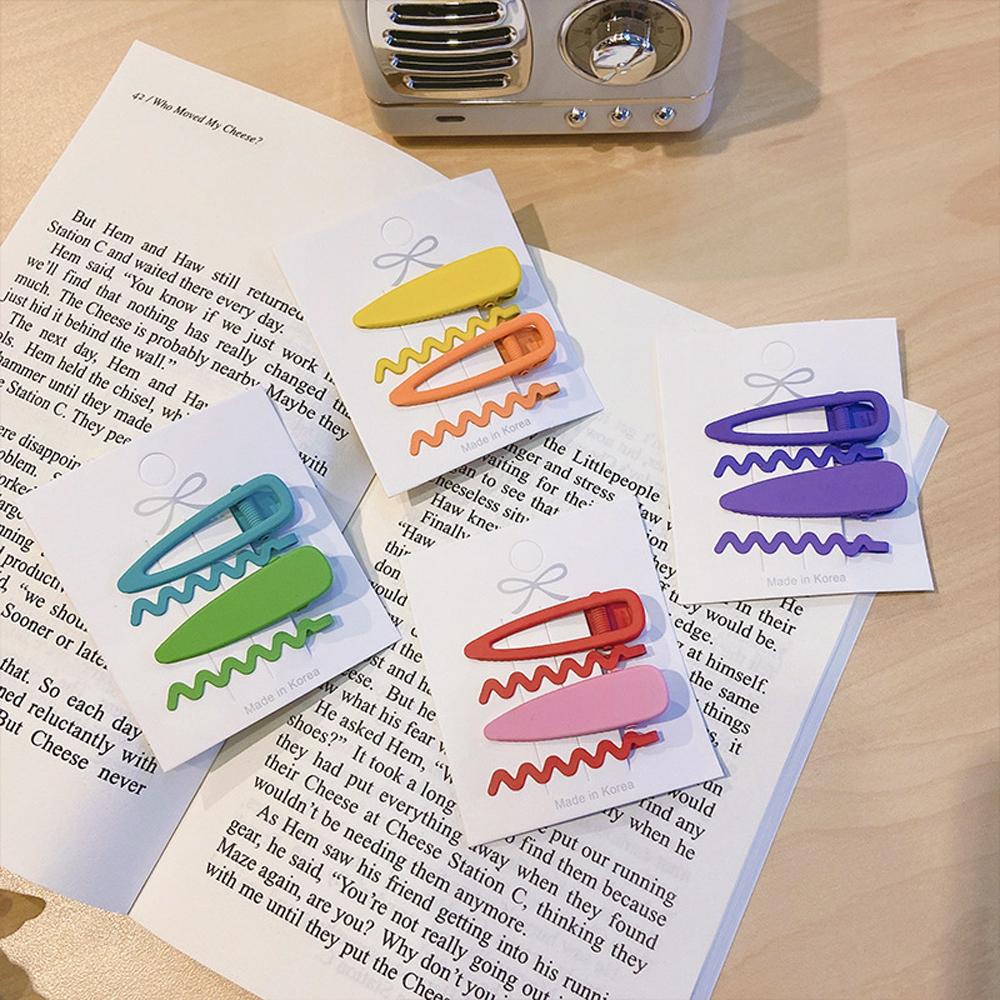 Set Kẹp Tóc Đính Đá Hình Giọt Nước Nhiều Màu Sắc Phong Cách Hàn Quốc