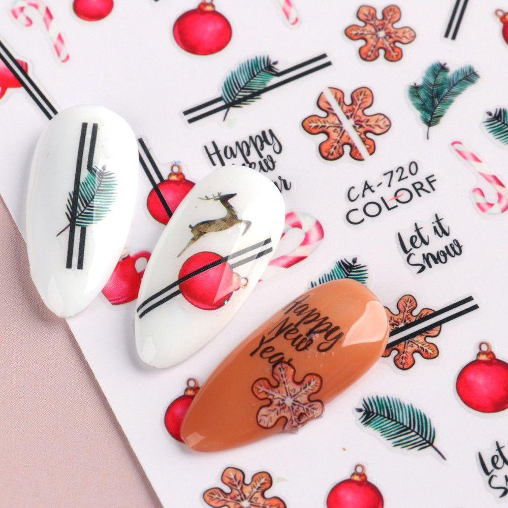 Miếng Dán Trang Trí Móng Tay Họa Tiết Hoạt Hình Giáng Sinh
