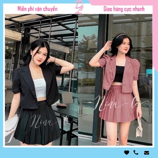 [ẢNH THẬT + VIDEO] set đồ nữ 3 món áo vest phối chân váy xòe kèm áo 2 dây phong cách tiểu thư dễ thương
