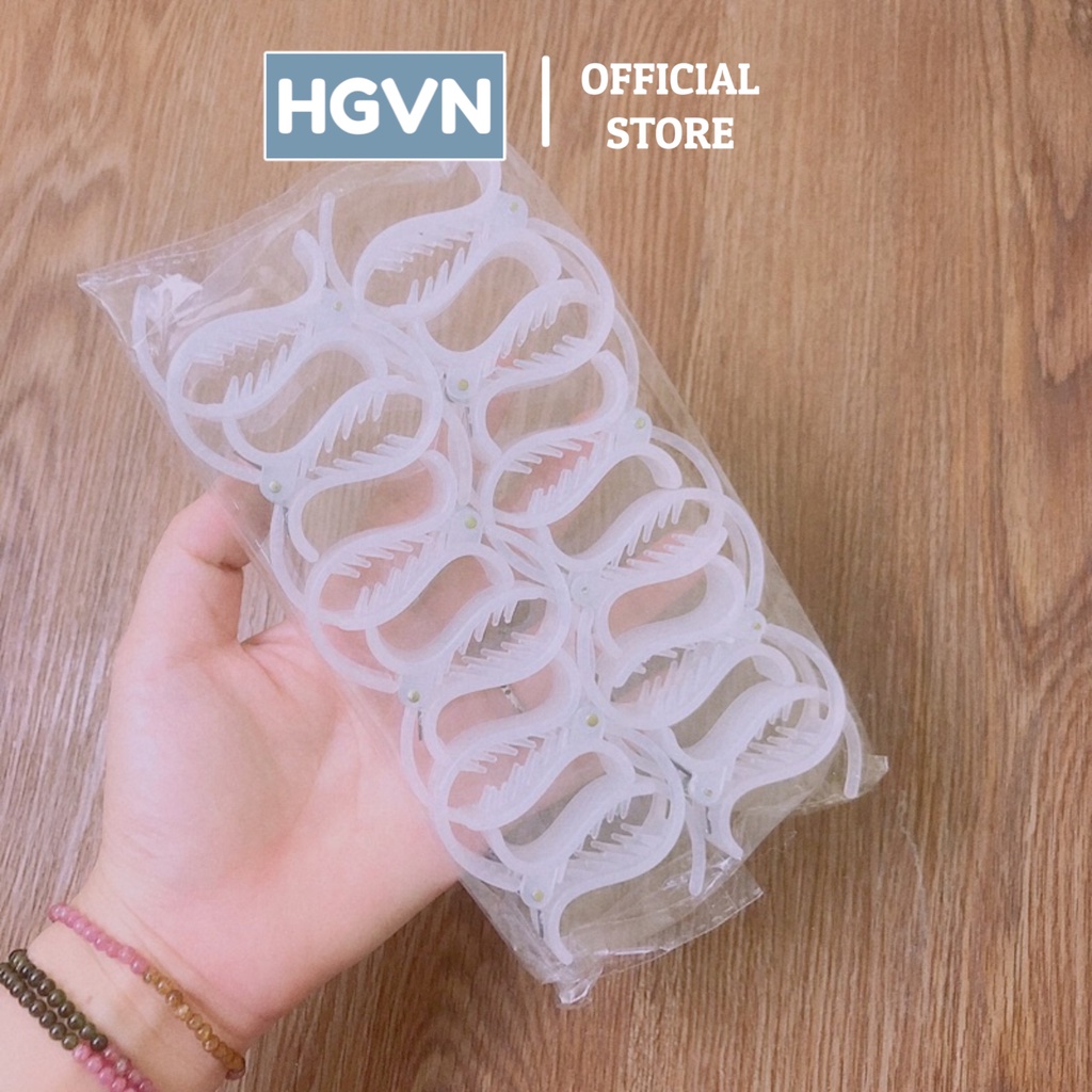Lố 12 Kẹp Càng Cua HGVN Kẹp Tóc Nhám Dẻo Trắng Đơn Giản Thanh Lịch Cao Cấp