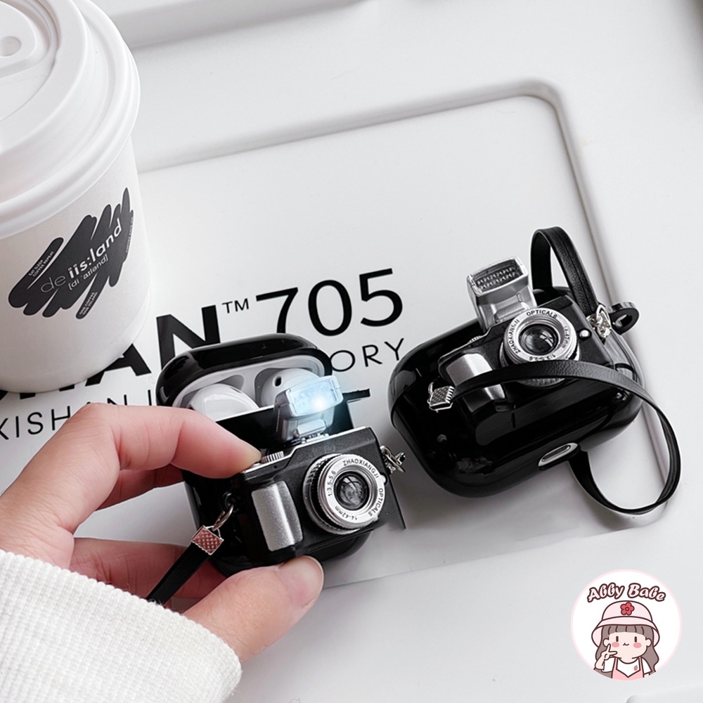 Vỏ Bảo Vệ Hộp Sạc Tai nghe không dây Airpods 1 / 2 / pro Bằng TPU Mềm Hình Máy Ảnh 3D Sáng Tạo