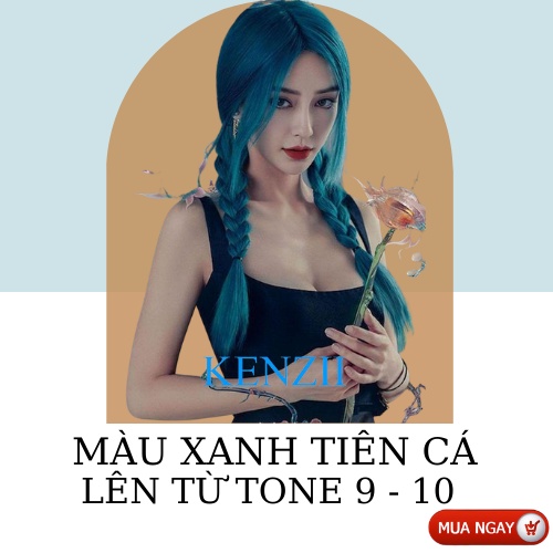 Thuốc Nhuộm Tóc Màu Xanh Tiên Cá  Tặng Trợ Nhuộm  Kenzii Lên Từ Tone 9 - 10 ( Thuốc Nhuộm Tóc Xanh )