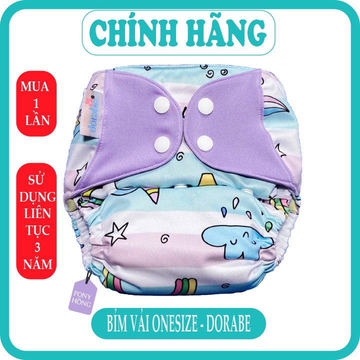 Bỉm vải cho bé Onesize Dorabe bao gồm vỏ và miếng lót tã vải freesize tái sử dụng 3 năm