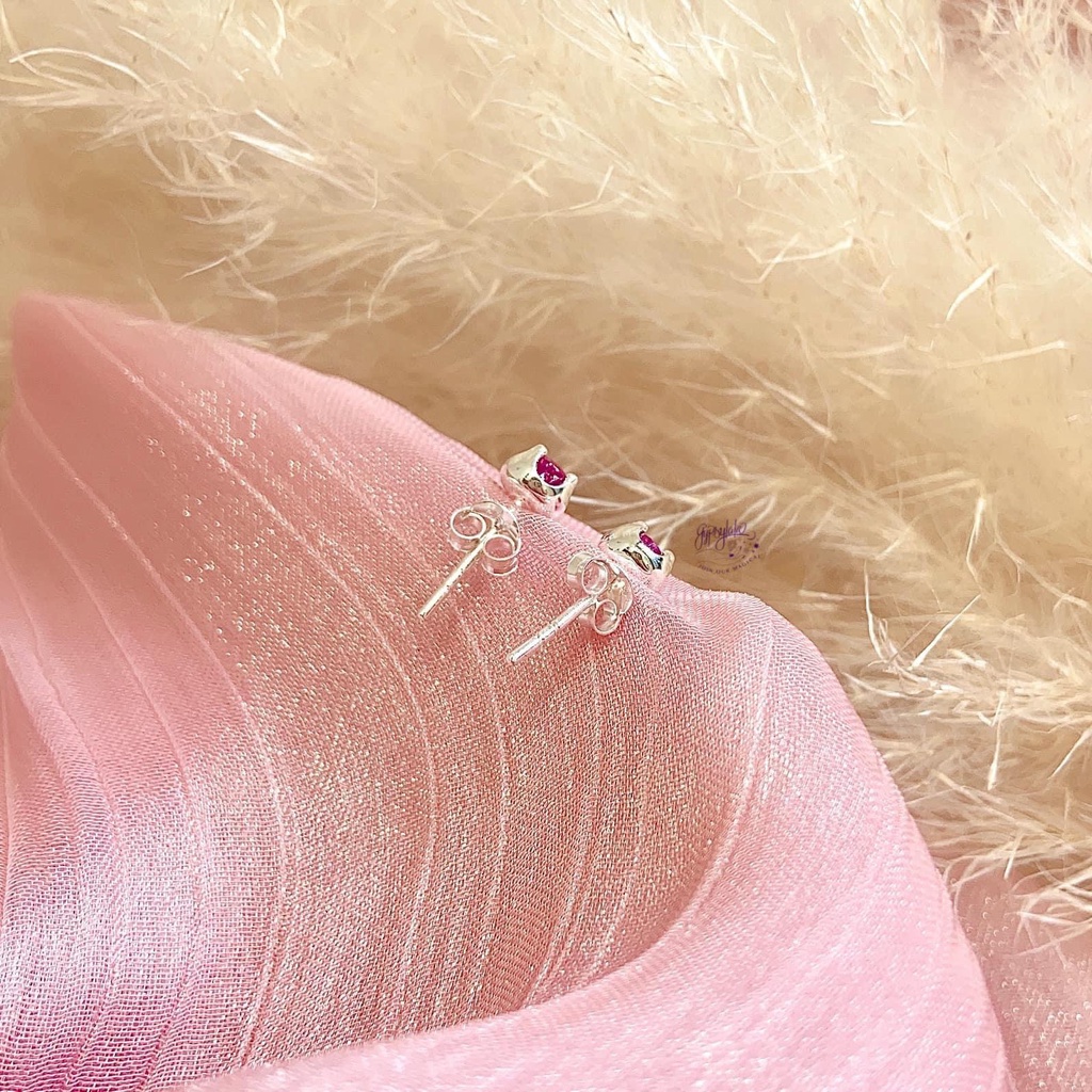 Bông Tai Đá Ruby Hồng Thiên Nhiên Tượng Trưng Tình Yêu SP003236 Gypsy.lala