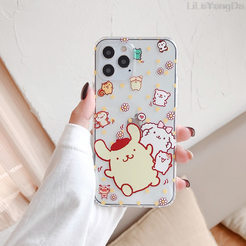 Cartoon pompompurin cinnamoroll dog phone case cho iphone 11 12 13 14 pro max vỏ bọc điện thoại mềm